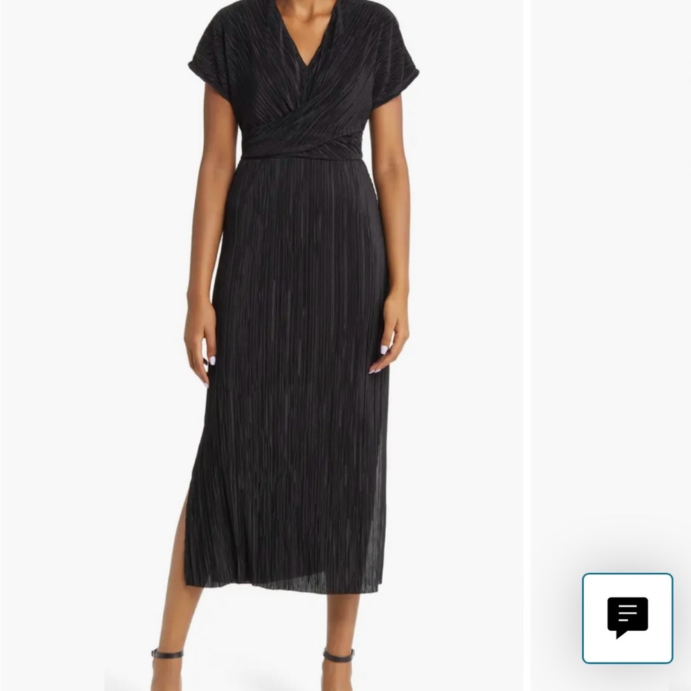 NWT Anne Klein Twist Front Plisse Pleated Midi Dress